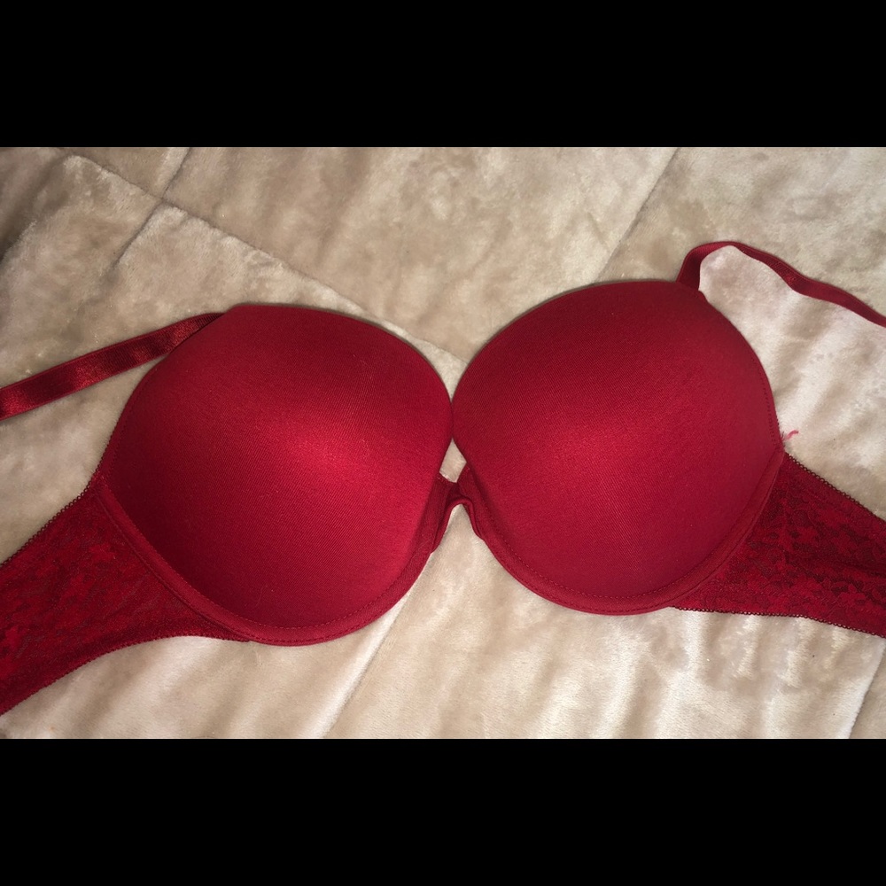 red-laced bra